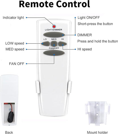 Ceiling Fan Remote Control Kit, Universal Ceiling Fan Remote Control and Light Switch, Ceiling Fan Wall Switch UC9050T, Fan Remote Control Kit Compatible with Hampton Bay Harbor Breeze Hunter