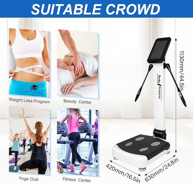 Professional Body Fat Analyzer, 32 Body Composition Analyzer, 10-inch High-Definition Screen Body Composition Analyzer, Body Fat Measurement Device for Homes, Gyms, Medical Clinics