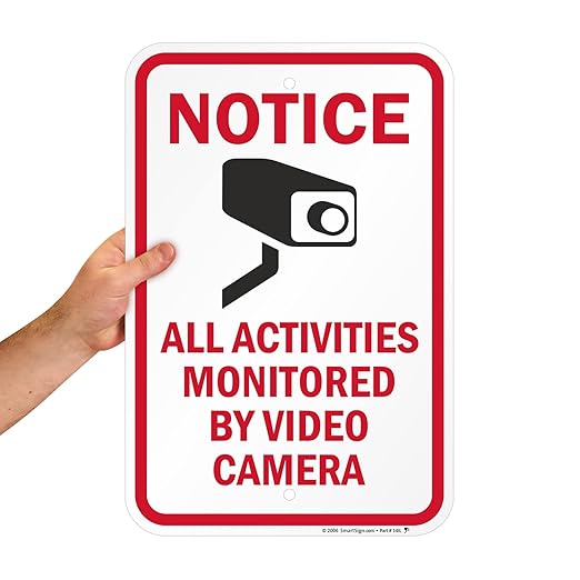 SmartSign "Notice - All Activities Monitored by Video Camera" Sign | 12" x 18" Aluminum