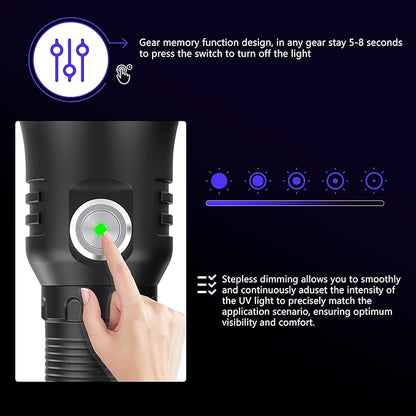 XLENTGEN 365nm High Power Black Mirror UV Light Detection Flashlight, UV Blacklight Light USB Rechargeable, Pet Urine Detector, Resin Curing, Blood Tracking, Appraisal, Fluorescent Detection