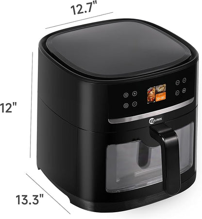 8L Large Air Fryer, AI Intelligent Recognition Cooking Air Fryer with Window, 12 Preset Menus, Touchscreen Display, 400°F, Raven Black