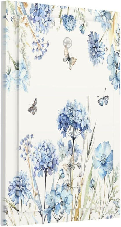 Light Switch Cover Plate Blue Floral Hydrangea Plants 1 Gang No Device Blank Electrical Wall Plates Faceplate Decorative Switch Plate for Bedroom Home Decor