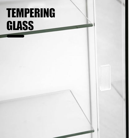 48" W x 22" D x 42" H - Retail Sales Counter with Adjustable Glass Shelves, Tempered Glass，White Laminated Particle Board, Locking Drawers