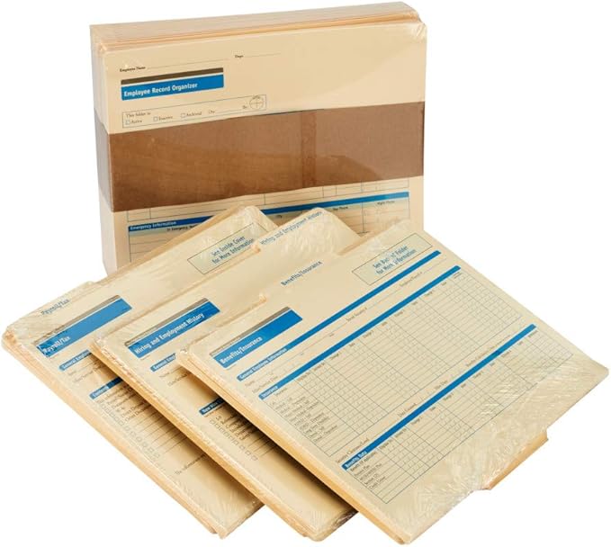 ComplyRight Employee Record Organizer 3-Folder Set | 12” x 9.5” x 1.25” | HR and Employee Management | 25-Set