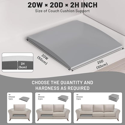 Couch Cushion Support for Sagging Seat – 2 Pack 20x20x2 Inch Sofa Cushion Board Saver & Replacement Insert for Saggy Couch or Chair, Quick No-Tool Install with 40D High Density Foam