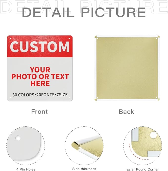 Bulk Custom Signs Outdoor Metal Sign Personalized Signs for Business, Office, Home, Road Signs, Garden Signs, Parking Signs, Decorative Signs, 8''x8''