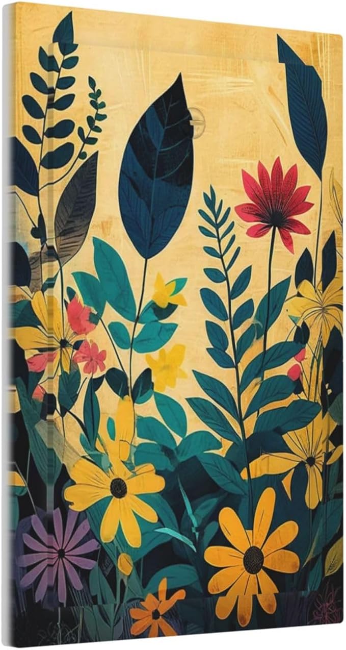 Abstract Minimalist Floral Botanical Boho Flower 1-Gang No Device Blank Wallplate Electrical Light Switch Covers Decorative Receptacle Face Plate Cover for Bathroom 5 X 3 IN