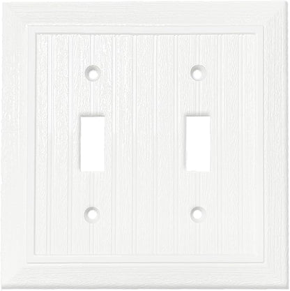 Modern Decorative Wall Plate Retro Wood Grain design Switch Cover Outlet Cover for Light Switch, Smart Switch, Dimmer, GFCI, USB Outlet (10 Pack, Double Decorator)
