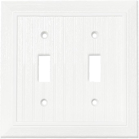 Modern Decorative Wall Plate Retro Wood Grain design Switch Cover Outlet Cover for Light Switch, Smart Switch, Dimmer, GFCI, USB Outlet (10 Pack, Double Decorator)
