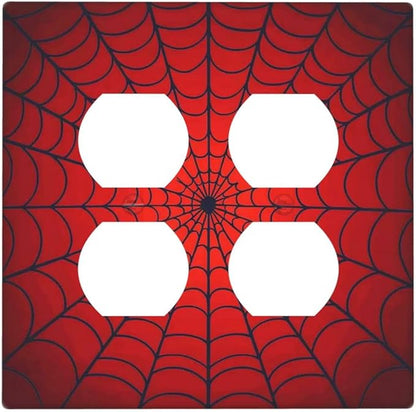 Red Spider Web Black Line Simplicity Outlet Covers 2 Gang Double Duplex Decorative Light Switch Covers Electrical Wallplates Socket Faceplate For Kids Room Home Decor