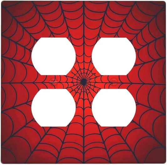 Red Spider Web Black Line Simplicity Outlet Covers 2 Gang Double Duplex Decorative Light Switch Covers Electrical Wallplates Socket Faceplate For Kids Room Home Decor