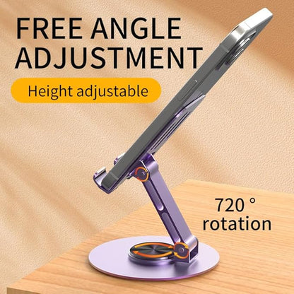 Universal Cell Phone Stand- [720° Rotation & Dual Fold] Ajustable Phone Holder, Heavy Duty Stable Portable Office Desk Accessories, Compatible with iPhone 17/16/15 Pro Max Air