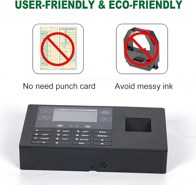 Employee Time Clocks for Small Business, Versatile 4 in 1 Time Machine (Face + Fingerprint + Palm Print + PIN), Clock in & Out Attendance Machine Punch Clock