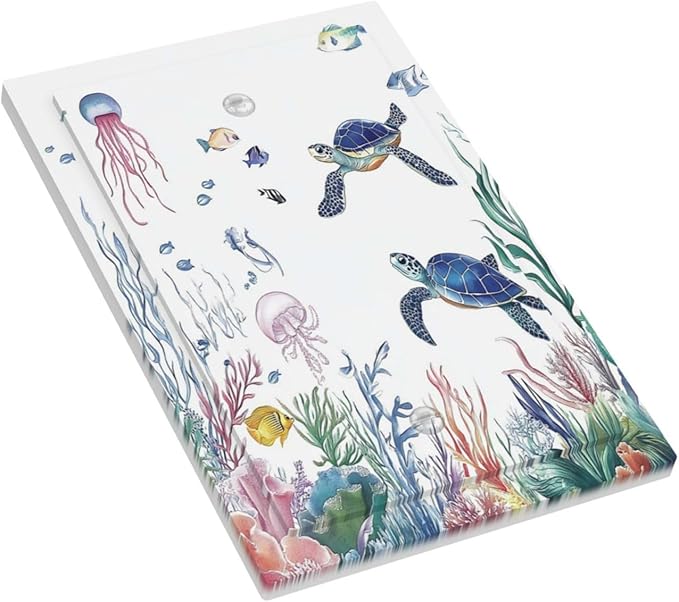 Blue Sea Turtle Ocean Fish Octopus Coral Light Switch Cover Plate 1 Gang No Device Blank Electrical Wall Plates Faceplate Decorative Switch Plate For Bathroom Kids Room Decor