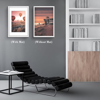 Golden State Art, 16X24 Picture Frame with Mat for 12X18 - High Definition Glass Wall Mounting Horizontal Vertical Display (White, 2 Pack)