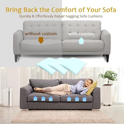Couch Cushion Supports for Sagging Seat 22'' x 22'' High Density 40D Curved Foam Sofa Cushion Support Under The Saggy Pads Firmer Foam Lifters for Saggy Couch Set of 3 (Blue, 22''*22'')