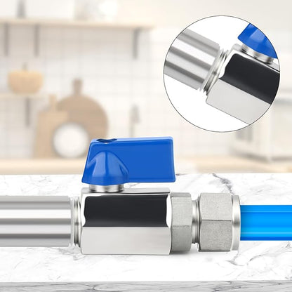 TAISHER 2PCS 304 Stainless Steel Compression Mini Ball Valve Shut Off Switch, 3/8" Tube OD x 3/8" NPT Male