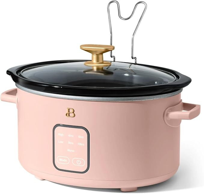 Beautiful 4-Qt Digital Slow Cooker with Smart Touch Screen, Removable Pot, Timer Presets, Ideal for Small Families