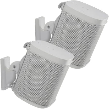 Sanus Adjustable Speaker Wall Mounts Designed for SONOS ONE, Play:1 & Play:3 - Pair (White)