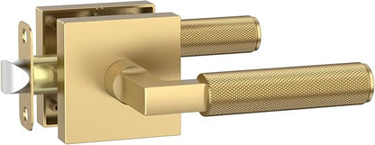 Asidrama 1 Pack Champagne Bronze Passage Door Handles, Door Lever with Door Knobs Indoor for Bedroom or Bathroom, Heavy Duty Door Handles Interior with Locks for Left Right Sided Doors
