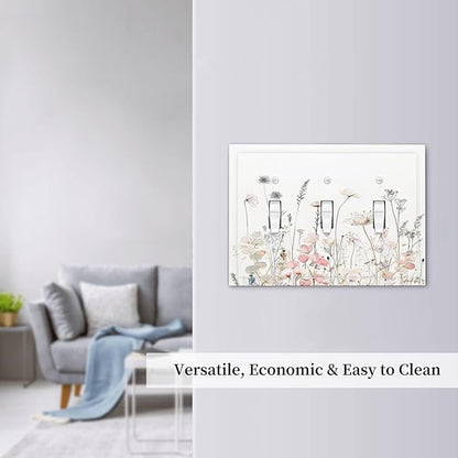 Floral Watercolor Wildflower Dandelion Plant Decorative Switch Plates 3 Gang Wall Plate Triple Toggle Light Switch Cover Faceplate Electrical Wall Panels for Farmhouse Bed Room Decor