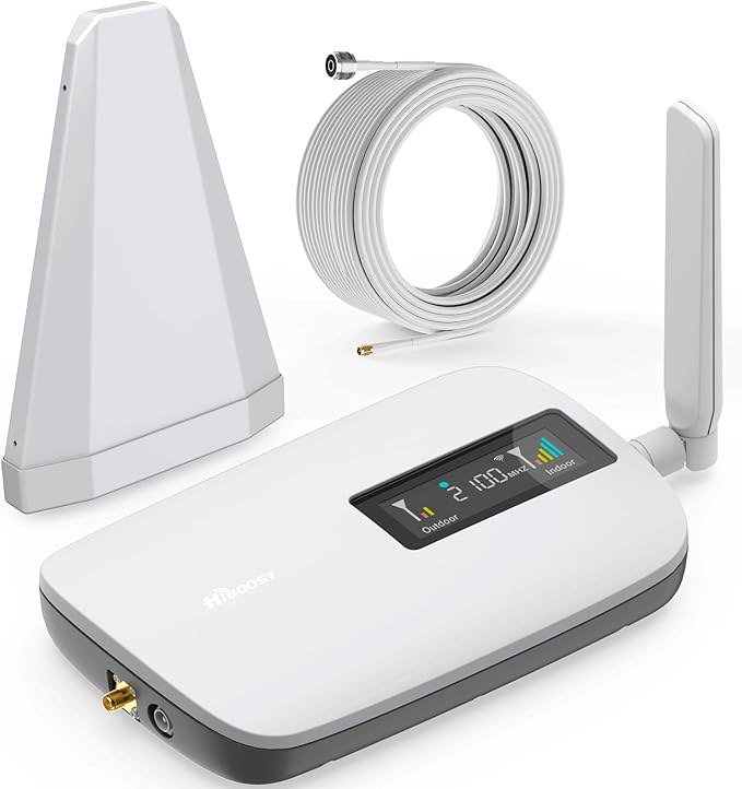 Cell Phone Booster for Home Office | Boosts 5G & 4G LTE | Cell Phone Signal Booster for All U.S. Carriers-Verizon, AT&T, T-Mobile & More | for Band 12/17,13,5,25/2,4 | HD Display | App | FCC Approved