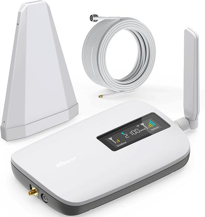 Cell Phone Booster for Home Office | Boosts 5G & 4G LTE | Cell Phone Signal Booster for All U.S. Carriers-Verizon, AT&T, T-Mobile & More | for Band 12/17,13,5,25/2,4 | HD Display | App | FCC Approved