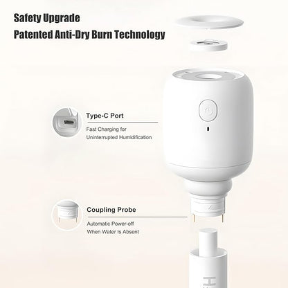 Portable mini humidifier stick, apply to all cup, water bottle, ultra quiet & delicate mist for bedroom, office desk, travel, car, convenient and efficient