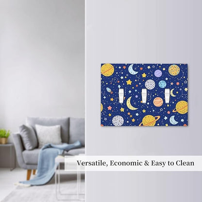 Stars Starry Night Sun Moon Planet Constellations Decorative Switch Plates 3 Gang Wall Plate Triple Toggle Light Switch Cover Electrical Wall Panels Faceplate for Bedroom Bathroom Decor