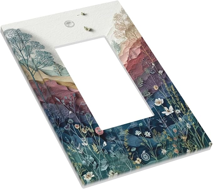 Wildflowers Rustic Flowers Floral Plants 1 Gang Single Rocker Wall Plate Cover Vintage Mountain Decorative Light Switch Covers Electrical Faceplate Switch Plates for Bathroom Kitchen Home