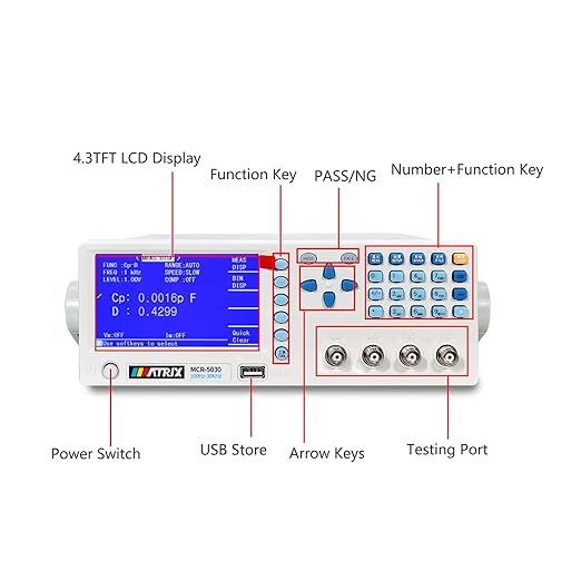 MATRIX MCR-5030 Benchtop LCR Meter Precision Digital Lab Tester for apacitance Ground Insulation Resistance Inductance Accuracy 0.1% Test Measure Inspect Multimeter （100Hz-30kHz）