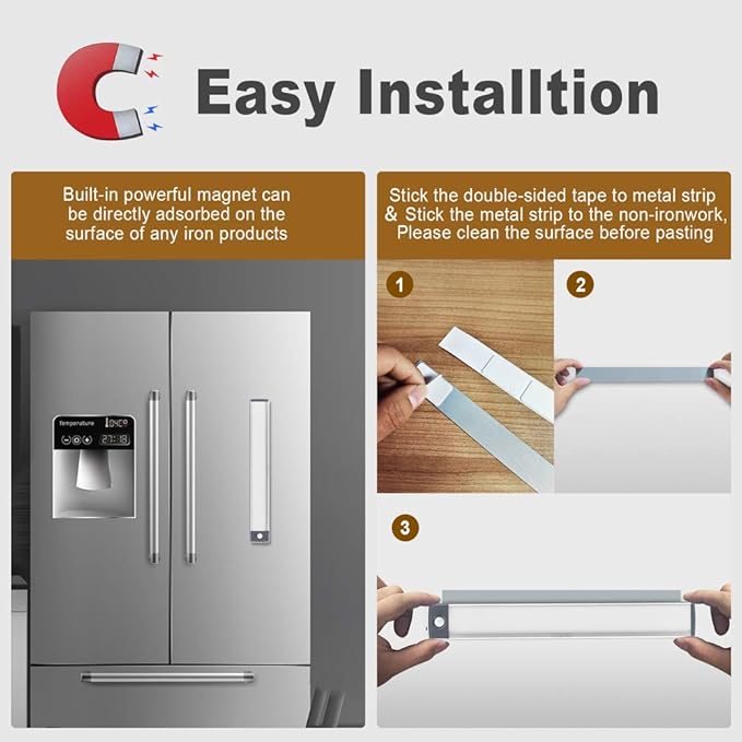 2 Pack 54LED Under Cabinet Lights, 12.5 Inch Wireless Motion Sensor Light with 2200mAh USB-C Rechargeable Battery, Magnetic Mount for Kitchen, Closet & Stairs