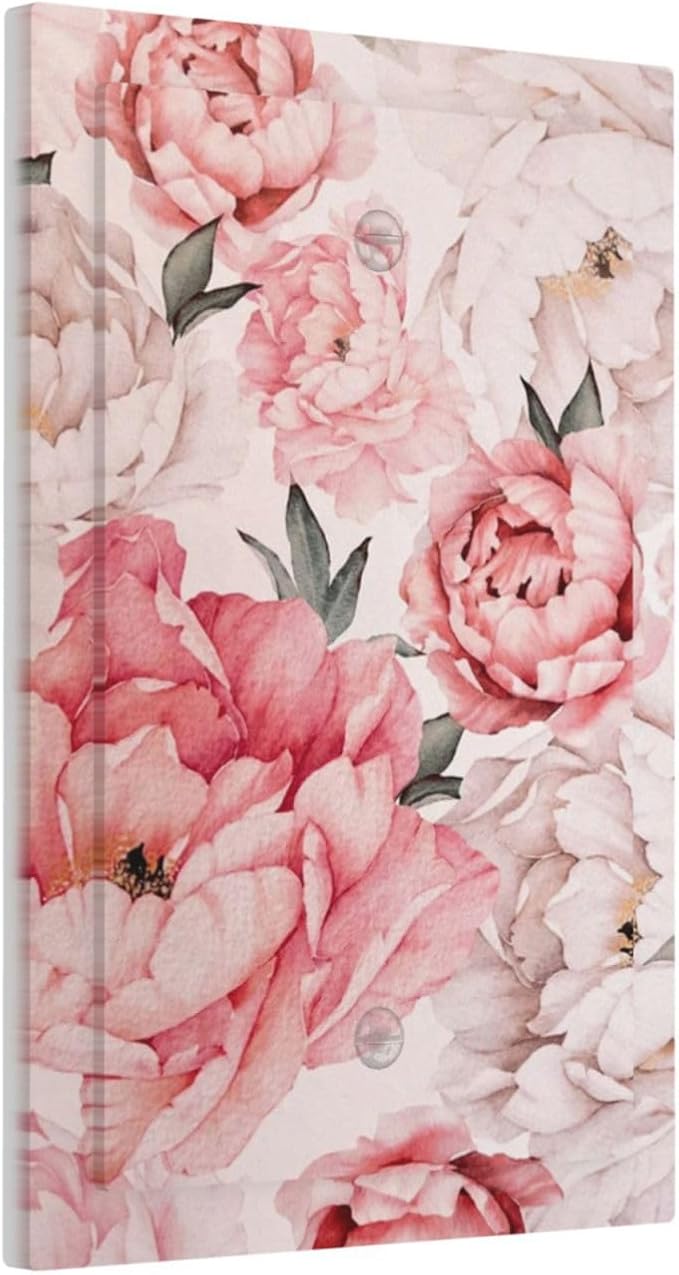 Decorative Light Switch Plate Covers Ink Pink Peony Flower Rustic Floral 1 Gang No Device Single Blank Outlet Covers Wall Plate Light Switch Cover Plate for Home Bedroom Decor