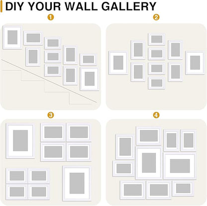 decorUhome Picture Frames Collage Wall Decor for Photo Gallery Display, Assorted Picture Frames set of 10 Including Two 8x10 / Four 5x7 / Four 4x6 for Family Wall Decor, White, 10 Pack
