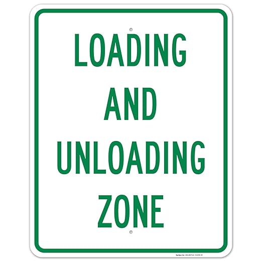 Loading and Unloading Zone Sign, 24x30 Inches, Rust Free .063 Aluminum, Fade Resistant, Made in USA