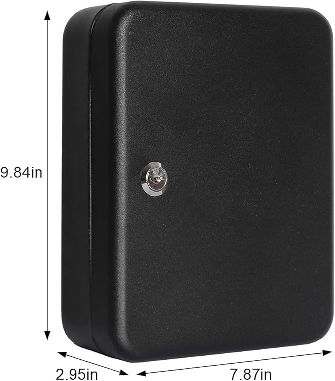 Jssmst Lock Keyboxes Wall Mount Security Key Storage Box, Locking Key Cabinet Wall Mount with 24 Key Hooks & Tags Key Labels, 9.84 x 7.87 x 2.95 inches, Black Matt