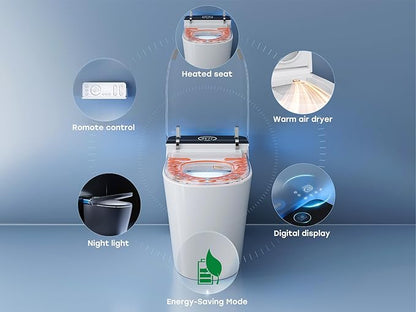 HOROW Artistic Bidet Toilet, Smart Toilet with ADA Chair Height, Ultra-Powerful Flush, Auto Open/Close Lid, Instant Warm Water, Elongated Heated Seat, Deodorization