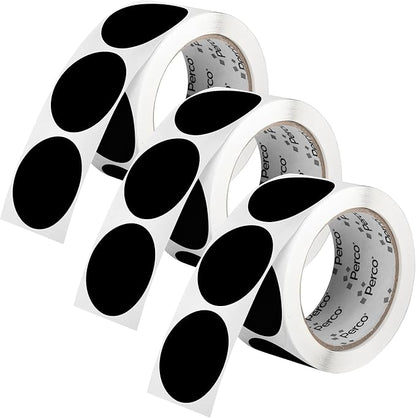 Perco Black 2-Inch Round Circle Dot Sticker Labels - Multi-Roll Pack (3 Rolls, 500 Labels Each) - Permanent Adhesive, Vibrant Colors, Strong Hold - Perforated for Easy Use - Made in USA