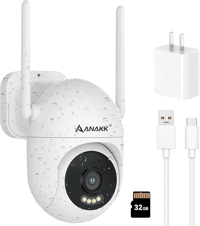 Outlet Powered Outdoor Security Camera with SD Card, 2.4Ghz/5Ghz WiFi Home Camera, Night Color, 2 Way Audio, 24/7 Recording, Human Detection, Cam for Baby/Nanny/Pet, Waterproof, No Monthly Fee