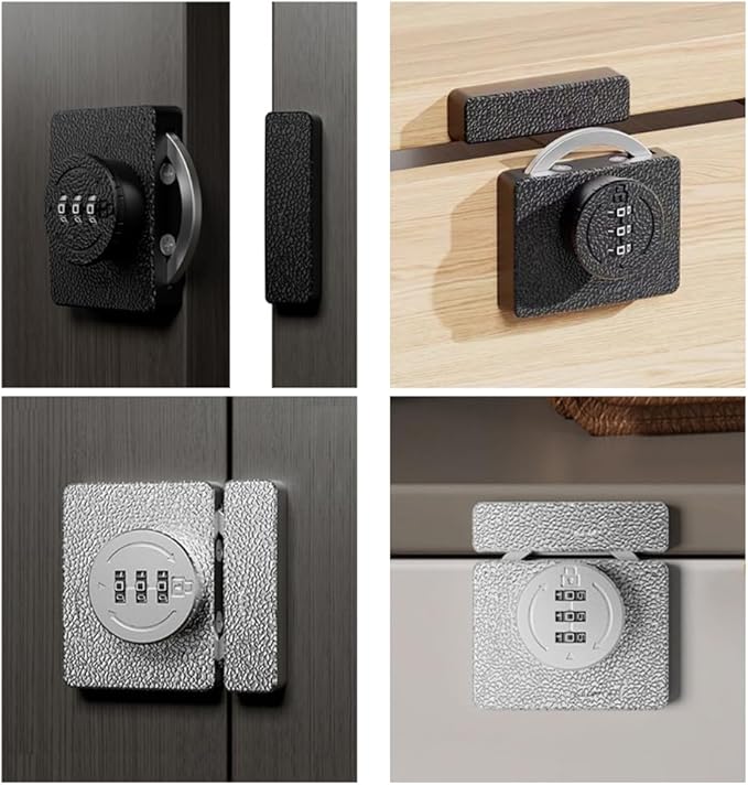ETEKJOY Keyless Cabinet Lock 3-Digit Combination for Swinging/Sliding Door Drawer Cupboard Locker Closet Wooden Box Hook-Locking (Silver, 180 Degree)