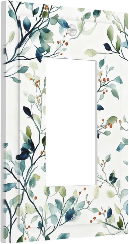 Decorative Outlet Covers Eucalyptus Leaf Geen Sage Leaves 1 Gang Rocker Light Switch Cover Plate Single Wall Plates for Electrical Outlets Switch Plate Covers Faceplate for Bedroom Home Decor