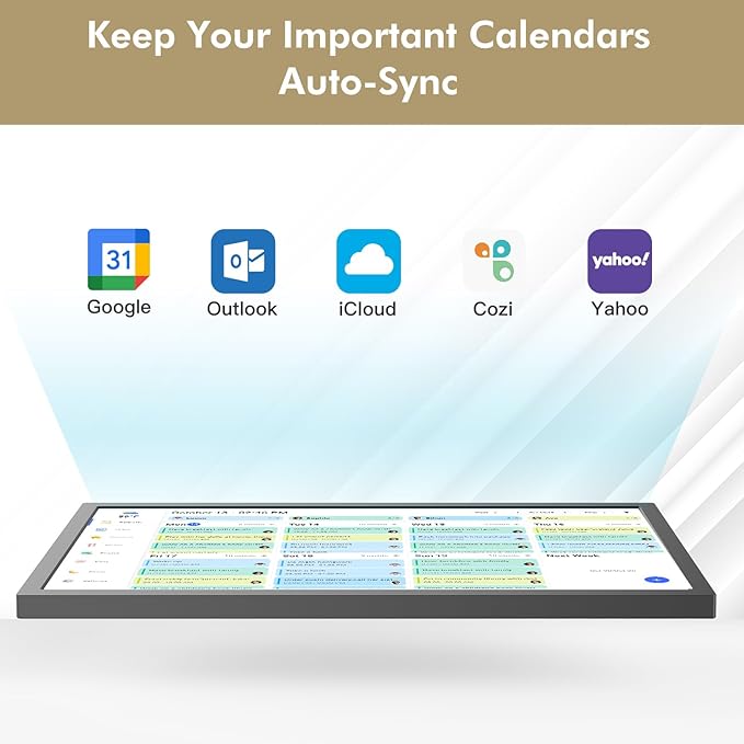 24" Smart Digital Calendar Chore-for-Family-Schedules - Wall Mounted Interactive Electronic Calendar Touchscreen Display for Bussiness To do List, Auto-Sync Google iCloud Outlook, Gift for Parents