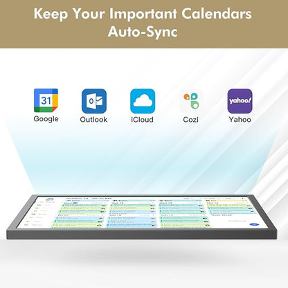24" Smart Digital Calendar Chore-for-Family-Schedules - Wall Mounted Interactive Electronic Calendar Touchscreen Display for Bussiness To do List, Auto-Sync Google iCloud Outlook, Gift for Parents