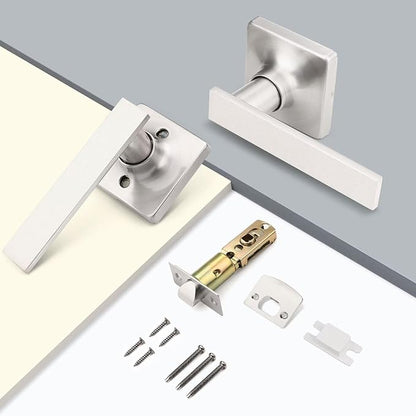 GOBEKOR 2 Pack Brushed Nickel Door Levers with Lock - Passage Door Handles