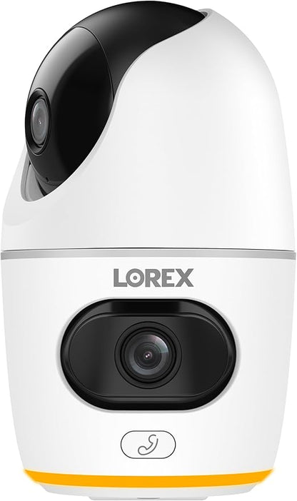 Lorex 2K Dual Lens Indoor Wi-Fi Security Camera | Auto-Tracking | 360° Pan-Tilt | Person & Pet Detection | IR Night Vision | 2-Way Talk | Cloud & 32GB Local Storage
