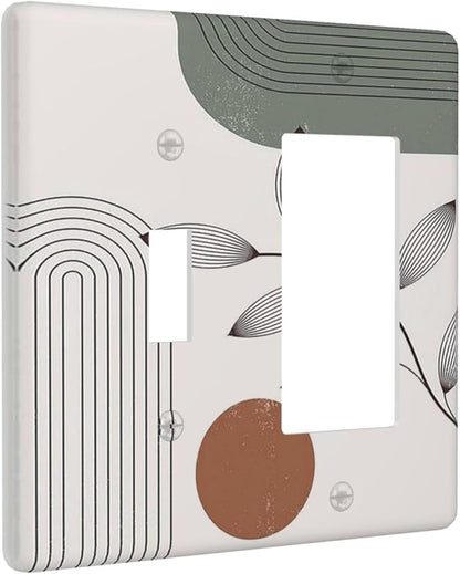 Outlet Covers Sage Green Boho Nature Art Minimalist Geometric Plant 1 Toggle 1 Rocker Combination Decorative Wall Plate Electrical Switch Plates Light Switch Cover Plate for Bedroom