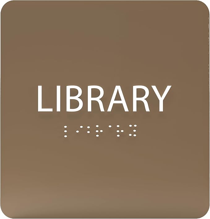 6" X6" Library Sign - ADA Compliant Tactile Graphics Grade 2 Braille Text Acrylic Wall Sign - Quiet zone, Information Convey, Group Study Room Door Signs for Office, School, Home