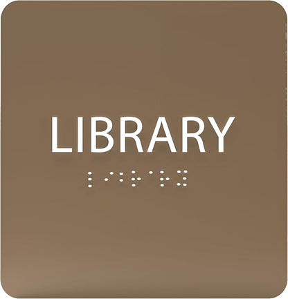 6" X6" Library Sign - ADA Compliant Tactile Graphics Grade 2 Braille Text Acrylic Wall Sign - Quiet zone, Information Convey, Group Study Room Door Signs for Office, School, Home