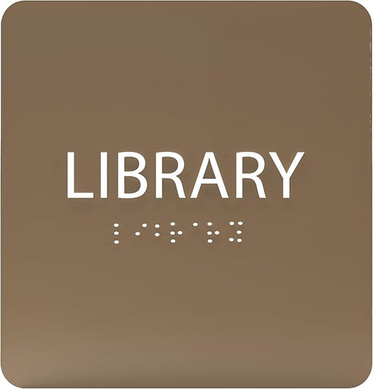 6" X6" Library Sign - ADA Compliant Tactile Graphics Grade 2 Braille Text Acrylic Wall Sign - Quiet zone, Information Convey, Group Study Room Door Signs for Office, School, Home