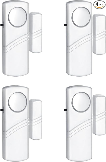 Security Door Window Alarm, Wireless Sensor Door Window Burglar Alarm, Door Alarms for Kids Safety, Easy Installation Doorbell Alarms for Office House Window Pool (4 Pack)